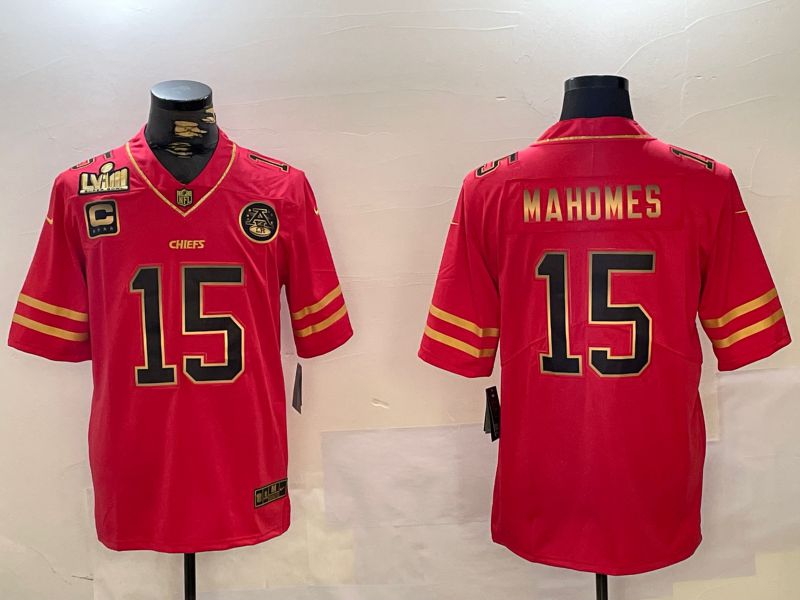 Men Kansas City Chiefs #15 Mahomes Red 2024 Nike Vapor Limited NFL Jersey style 2